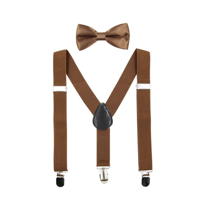 HANERDUN Kids Suspenders Bowtie Sets Adjustable Suspender Set for Boys and Girls - Image 1
